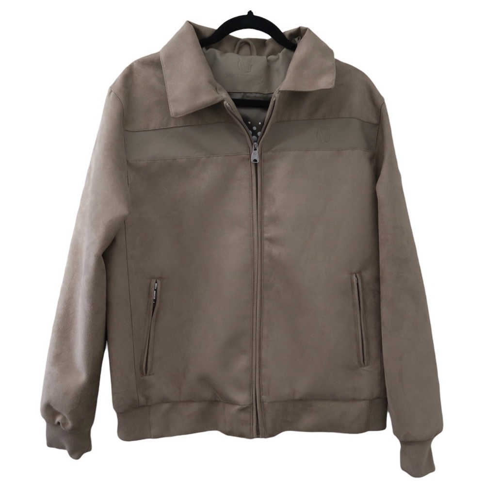 VG World Collection Tan Suede Jacket Vegan Leather Moto Made in Italy Italia‎